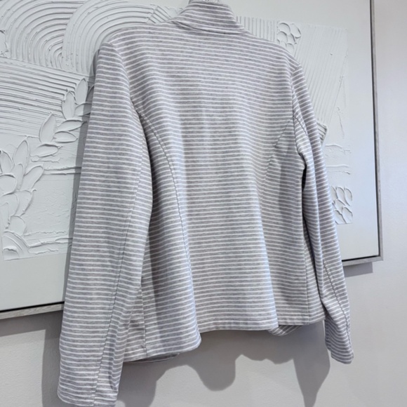 Tommy Hilfiger Women's Gray White Stripe SZ L Open Front Military Band Jacket - Picture 12 of 16